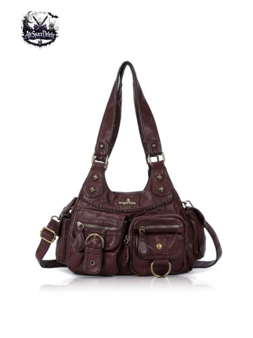 Angel Kiss Hobo Bag Vegan Leather Crossbody Shoulder Purse for Women
